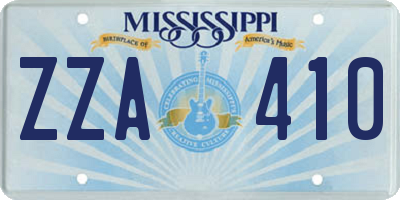 MS license plate ZZA410