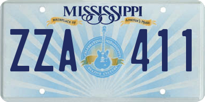 MS license plate ZZA411