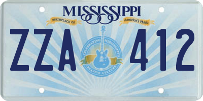MS license plate ZZA412