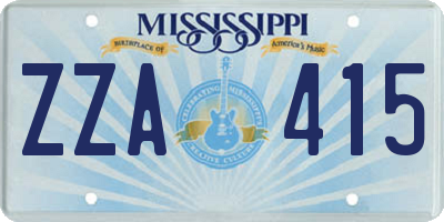 MS license plate ZZA415