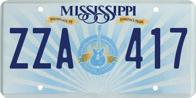 MS license plate ZZA417