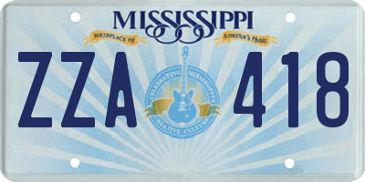 MS license plate ZZA418