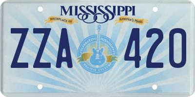 MS license plate ZZA420