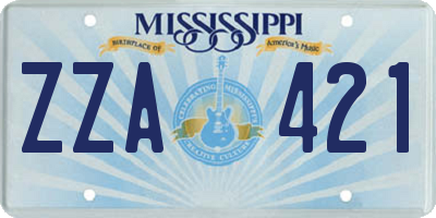 MS license plate ZZA421