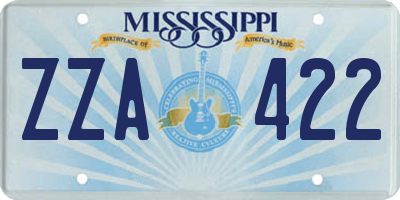 MS license plate ZZA422