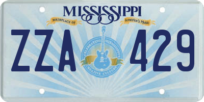 MS license plate ZZA429