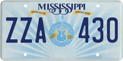 MS license plate ZZA430