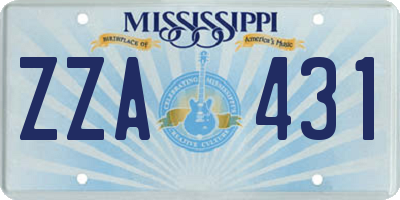 MS license plate ZZA431