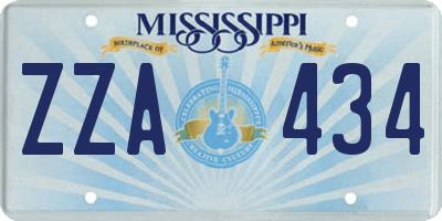 MS license plate ZZA434