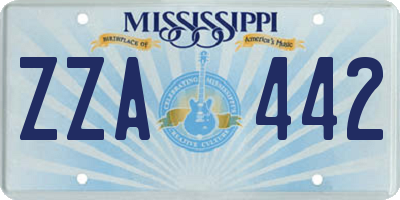 MS license plate ZZA442