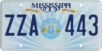 MS license plate ZZA443