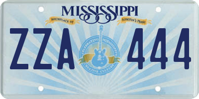 MS license plate ZZA444