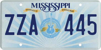 MS license plate ZZA445