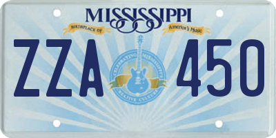 MS license plate ZZA450