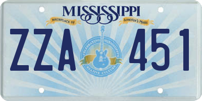 MS license plate ZZA451