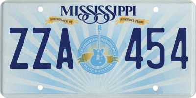 MS license plate ZZA454