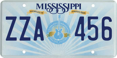 MS license plate ZZA456