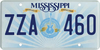 MS license plate ZZA460