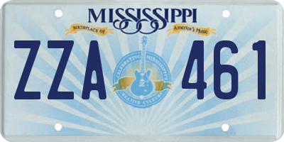 MS license plate ZZA461