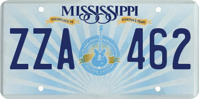 MS license plate ZZA462