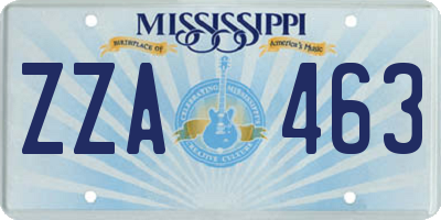 MS license plate ZZA463