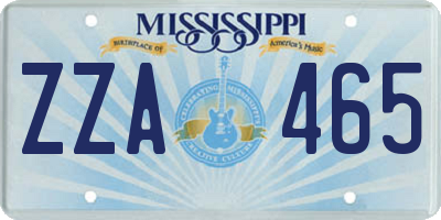 MS license plate ZZA465