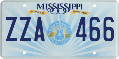 MS license plate ZZA466