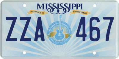 MS license plate ZZA467