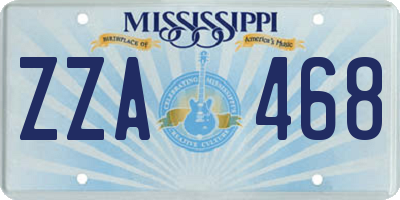 MS license plate ZZA468