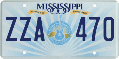 MS license plate ZZA470