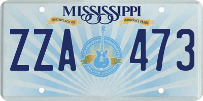 MS license plate ZZA473