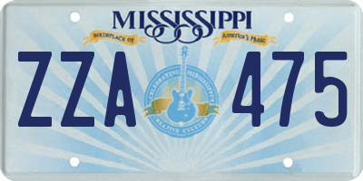 MS license plate ZZA475