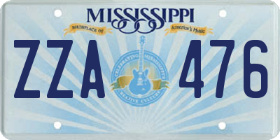 MS license plate ZZA476