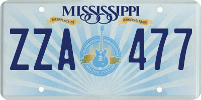 MS license plate ZZA477