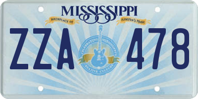 MS license plate ZZA478