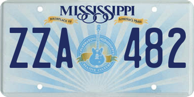MS license plate ZZA482