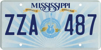 MS license plate ZZA487