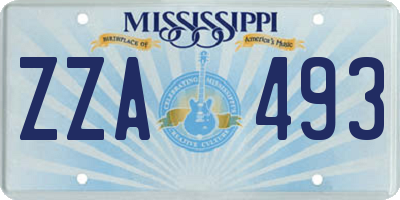 MS license plate ZZA493
