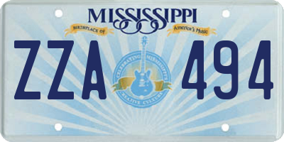MS license plate ZZA494