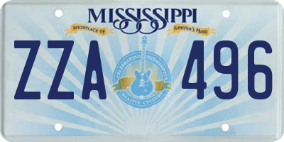 MS license plate ZZA496