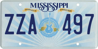 MS license plate ZZA497
