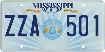 MS license plate ZZA501