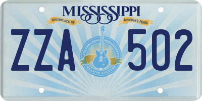 MS license plate ZZA502