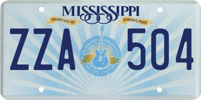 MS license plate ZZA504