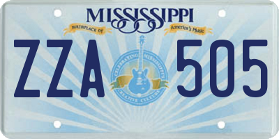 MS license plate ZZA505