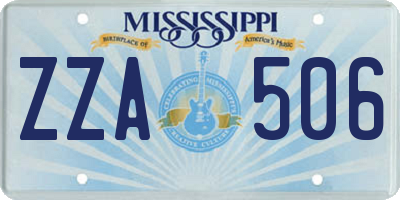 MS license plate ZZA506