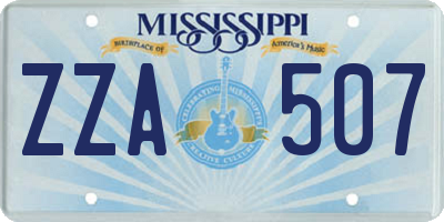 MS license plate ZZA507