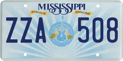 MS license plate ZZA508