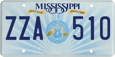 MS license plate ZZA510