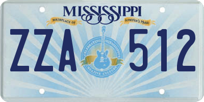 MS license plate ZZA512